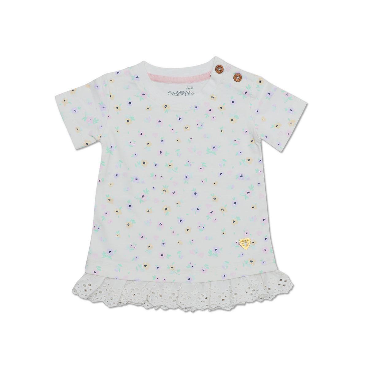 Little Chiq White Baby Shirt Flower Confetti