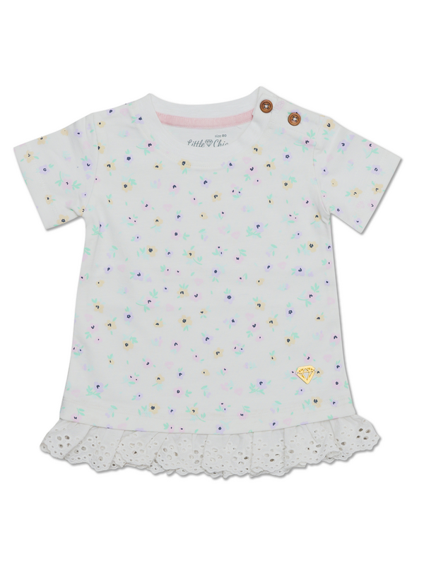 Little Chiq White Baby Shirt Flower Confetti