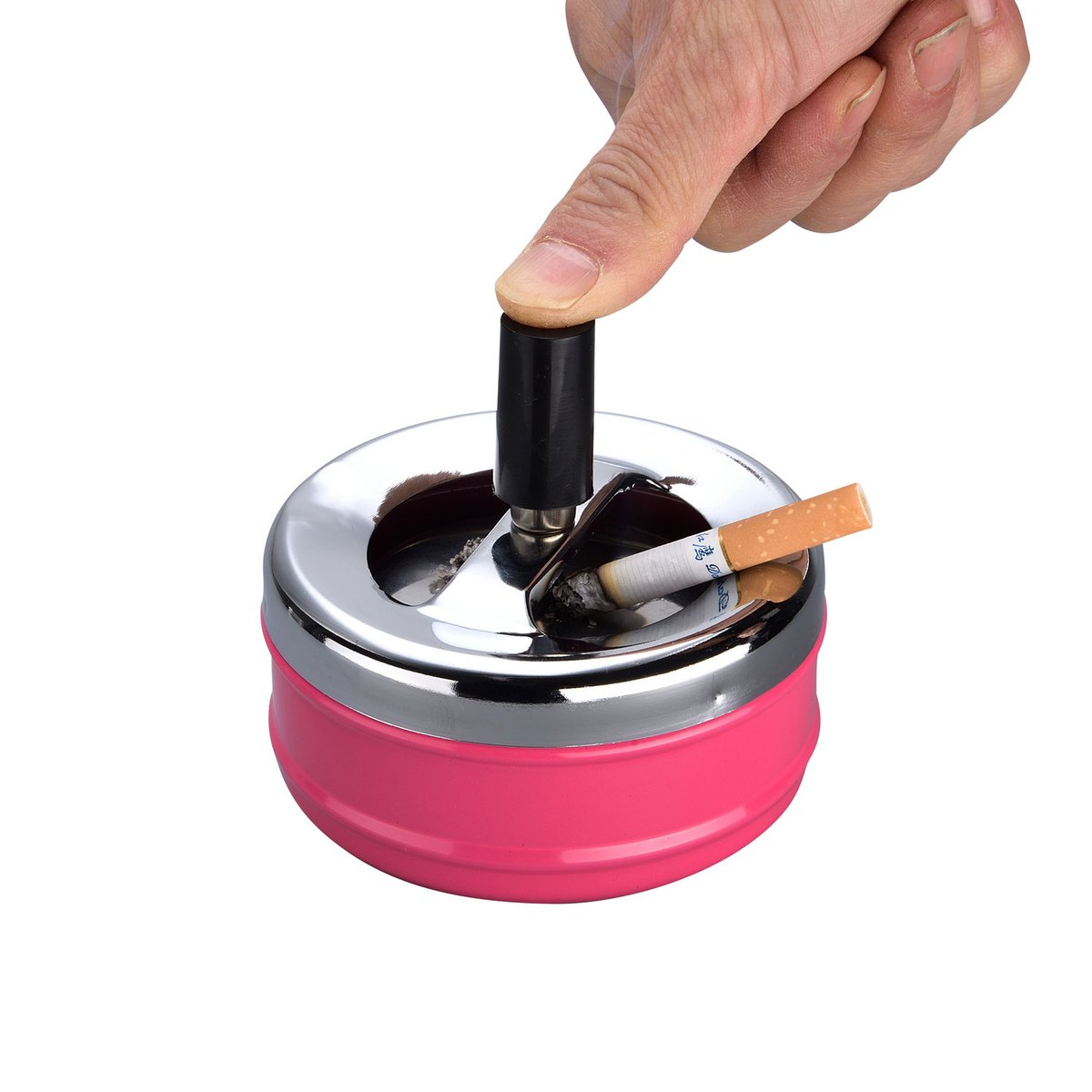 Cendrier poussoir avec couvercle pivotant