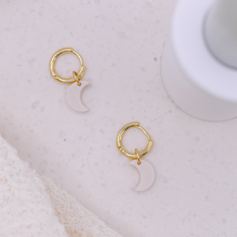Earrings moon hoop earrings acrylic half moons - light stud earrings moon