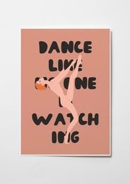 A vibrant wall art piece featuring a dancing figure with the text "Dance Like No One Is Watching (Redhead)". The artwork is available in A4 and A3 sizes, making it a versatile decor option for any space.