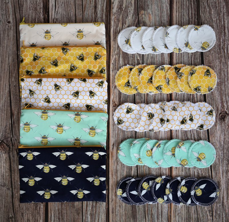 Wiederverwendbare Gesichtspads mit Make-up-Tasche, Zero Waste Make-up, umweltfreundlich, Geschenk für sie, Make-up-Entferner-Pads, wiederverwendbare Make-up-Pads, Stofftücher