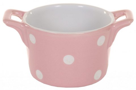 Pink ramekin with handles & dots Isabelle Rose