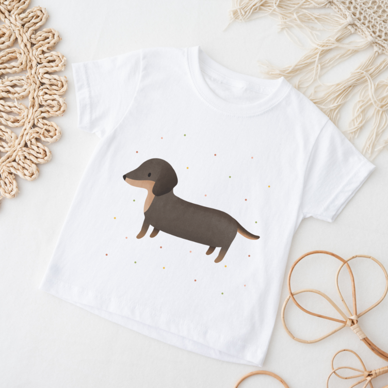 T-Shirt Enfant Dackel BIOBAUMWOLLE - Chemise Niedliches Hunde für Kinder - Chemise Enfant