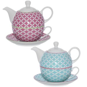 SET 2 PORCELAIN TEAPET+CUP+PLATE, TEAPOT:420ML CUP:250ML _TEAPOT:°11X12CM, CUP:°11X5CM ST9087