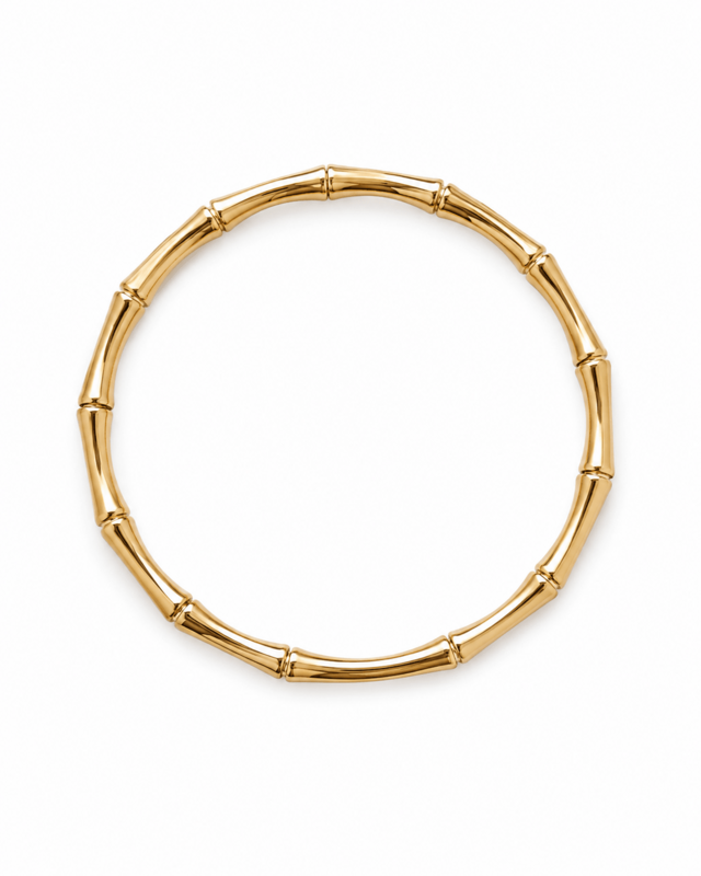 BAMBOO GLOW – Pulsera Rígida Impermeable de Oro