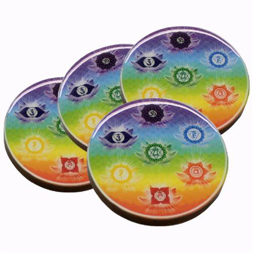 7 SOUS-VERRES EN BOIS CHAKRA ENSEMBLE DE 4