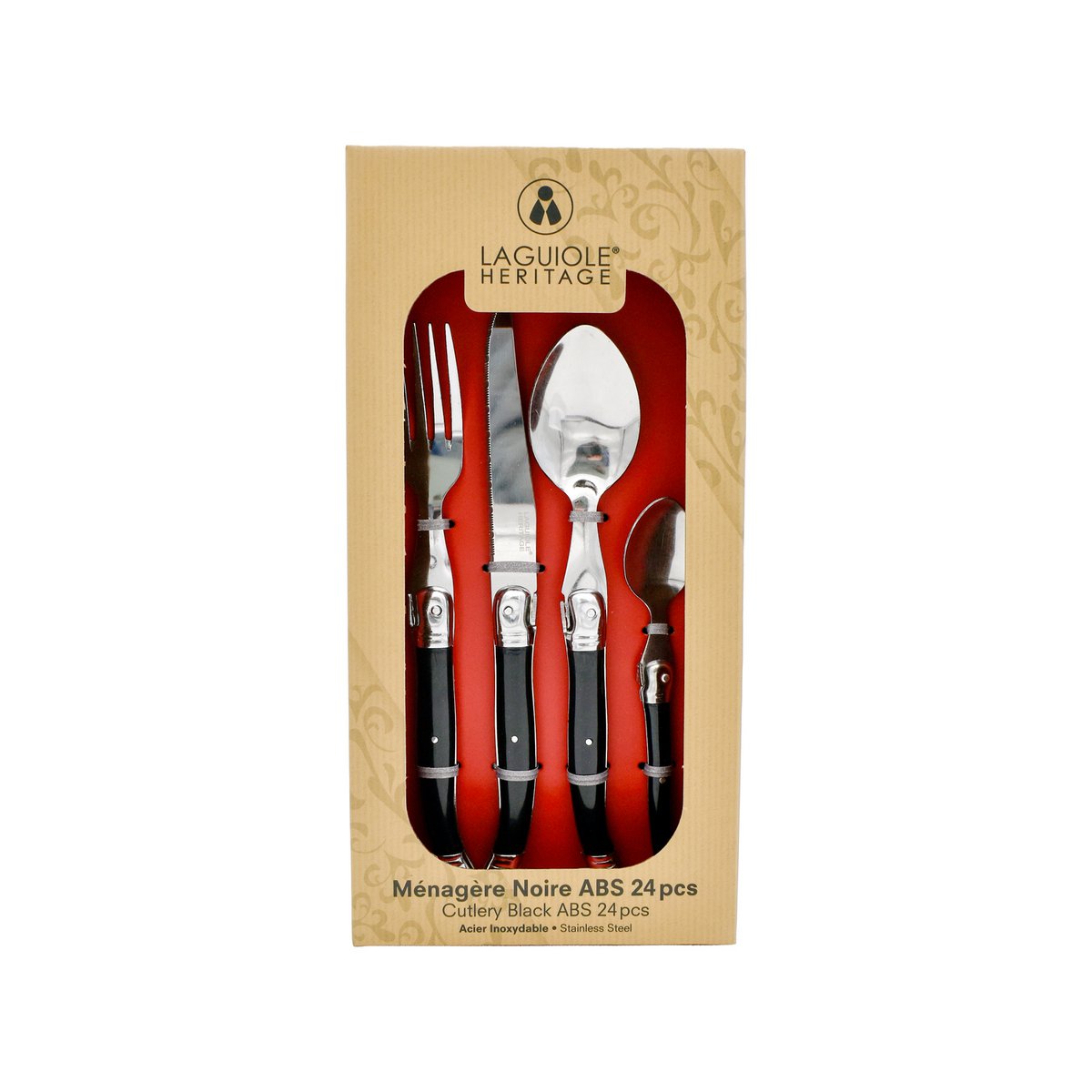 Ménagère Laguiole HERITAGE - Manche Noir ABS – 24 pièces