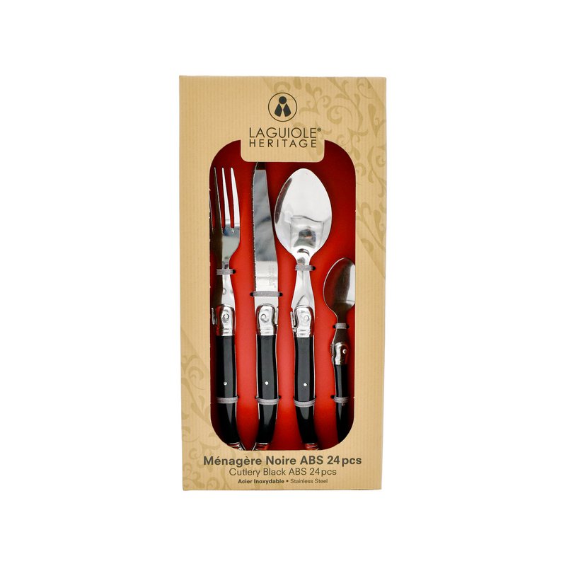 Ménagère Laguiole HERITAGE - Manche Noir ABS – 24 pièces