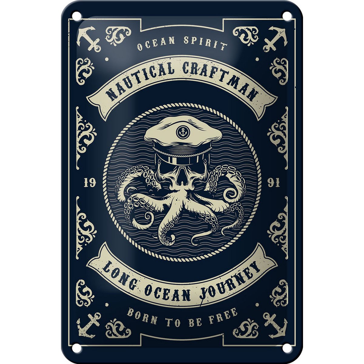 Tin Sign Seafaring 12x18cm Natural Craftman Ocean Decoration