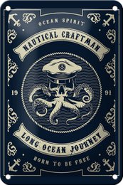 Tin Sign Seafaring 12x18cm Natural Craftman Ocean Decoration