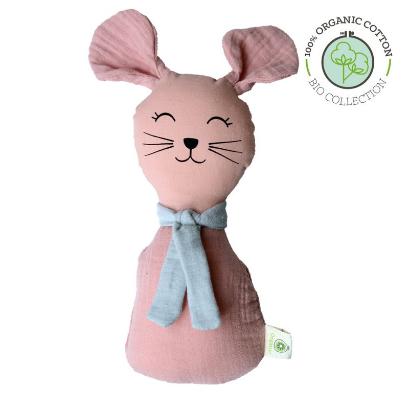 Organic cotton mouse rattle