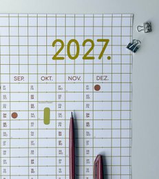 Planificador anual 2027, calendario a cuadros, calendario de pared 2027, calendario verde, calendario grande