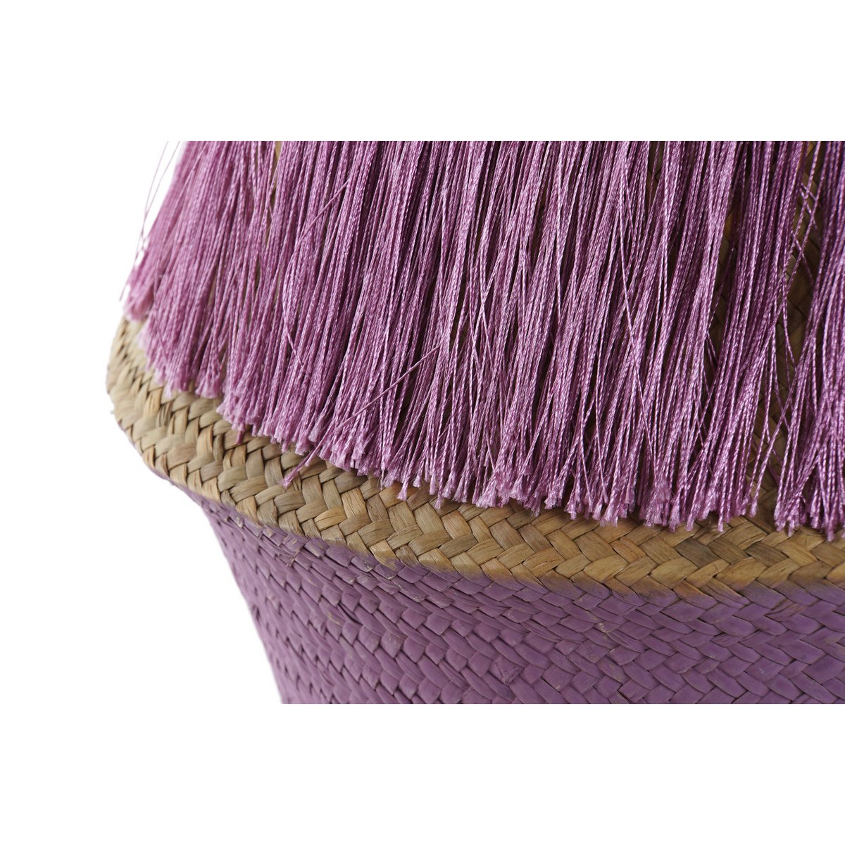 BASKET SEAGRASS POLYESTER 40X34 FRINGES 2 ASSORTMENTS. DC185192