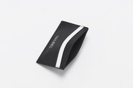 Black and white horizontal card holder with minimalist design.