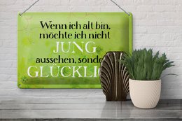 Blikken bordje met de tekst 30x20cm: oud wil jong