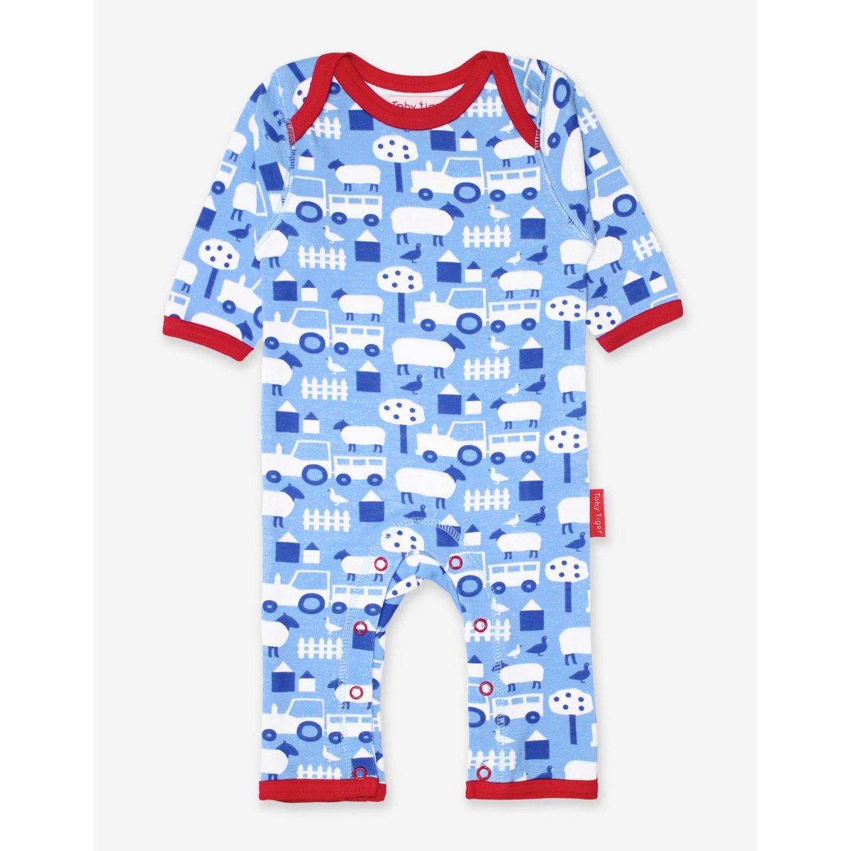 Organic cotton baby pajamas with one-piece with farm print
