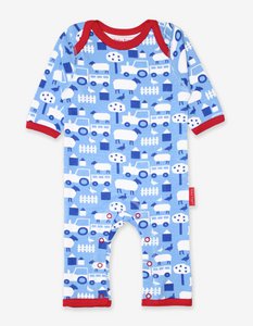 Bio-Baumwoll Baby Schlafanzug einteilig mit Bauernhof-Druck