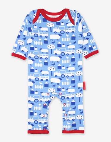 Organic cotton baby pajamas with one-piece with farm print