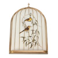 Wall decoration bird cage with yellow wagtail