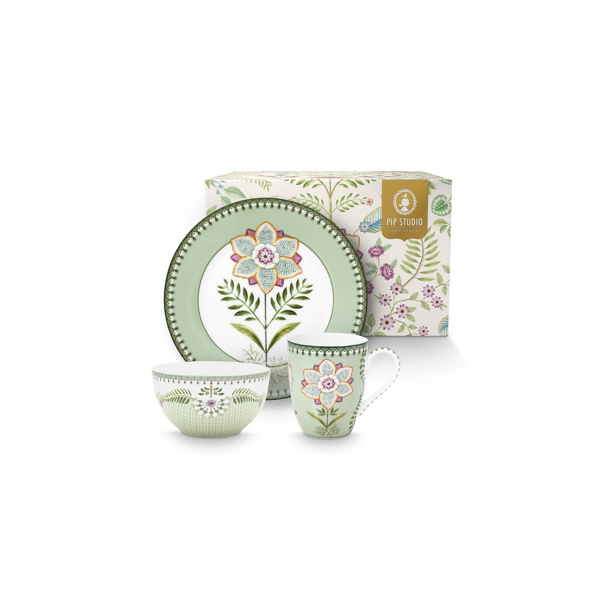 Set/3 Breakfast Set Lily&Lotus Light Green