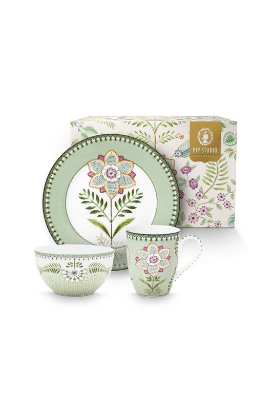 Set/3 Breakfast Set Lily&Lotus Light Green