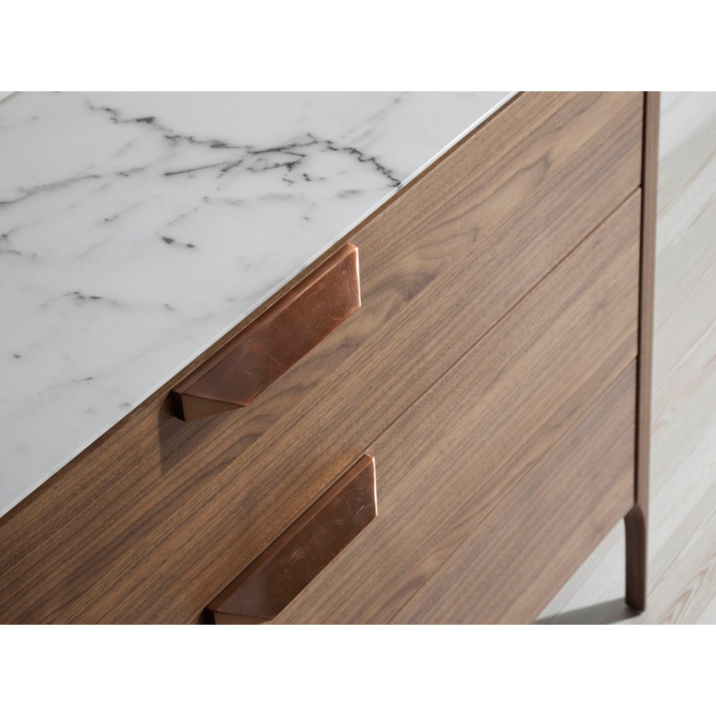 Kommode aus Fiberglas mit Marmoreffekt und Walnussholz