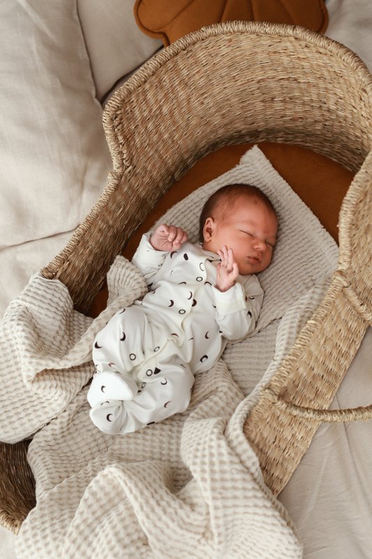 vaffel babytæppe linned/bomuld 100x120 cm brik
