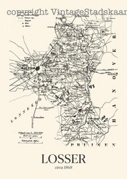 The image shows a vintage-style map of the Losser region. The map has a black and white color scheme and appears to be an old cartographic representation of the area. The text on the map indicates that it is a map of Losser.