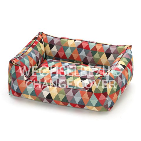 Wechselbezug Hundebett Box Bett Harlekin rot bunt
