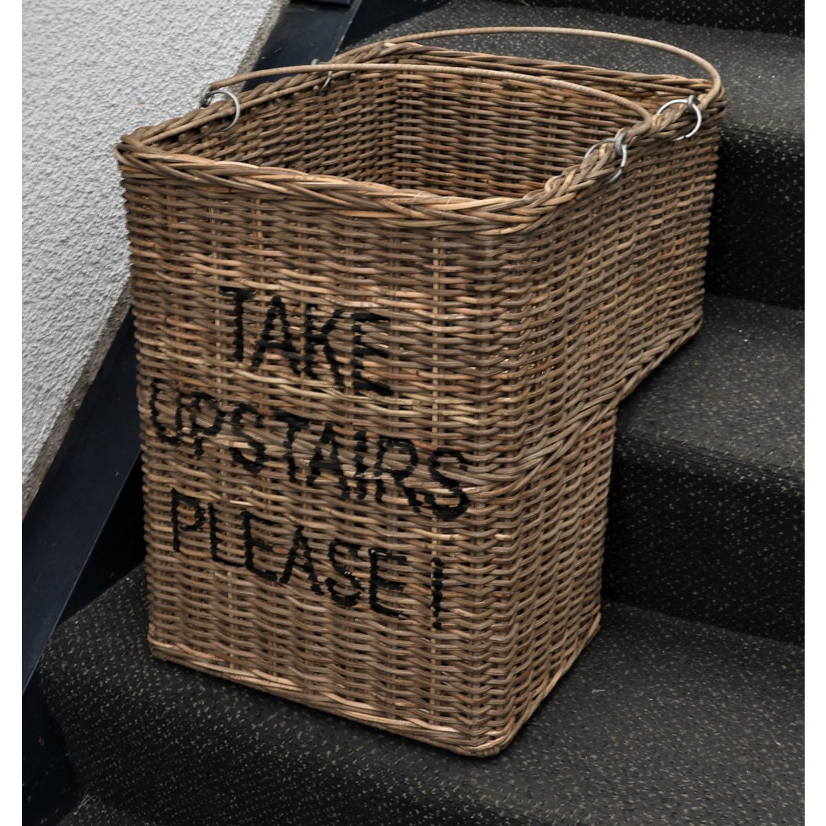 Cesta de escaleras con asas '¡Sube las escaleras, por favor!'