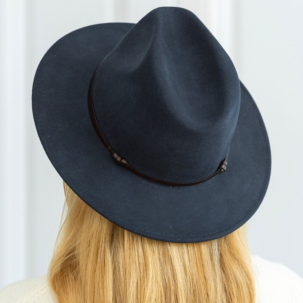 CHAPEAU FEUTRE - lien cuir, bord cousu