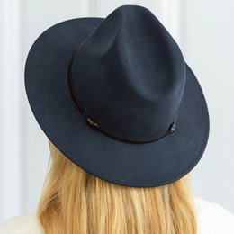 CHAPEAU FEUTRE - lien cuir, bord cousu