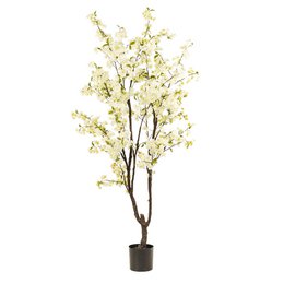 Sztuczna roślina - Prunus - Kwiat Wiśni - Biała - 210cm