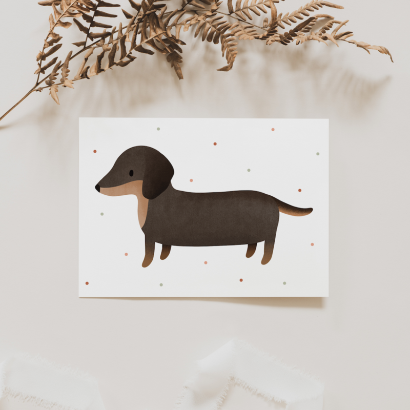 Carte postale Race de chien Teckel - A6 Anniversaire Teckel