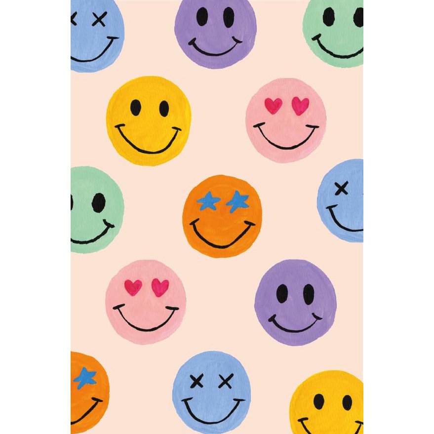 5x kaart smileys gouache