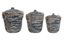CESTA CONJUNTO 3 RATAN 56X51X62 NEGRO DC196243