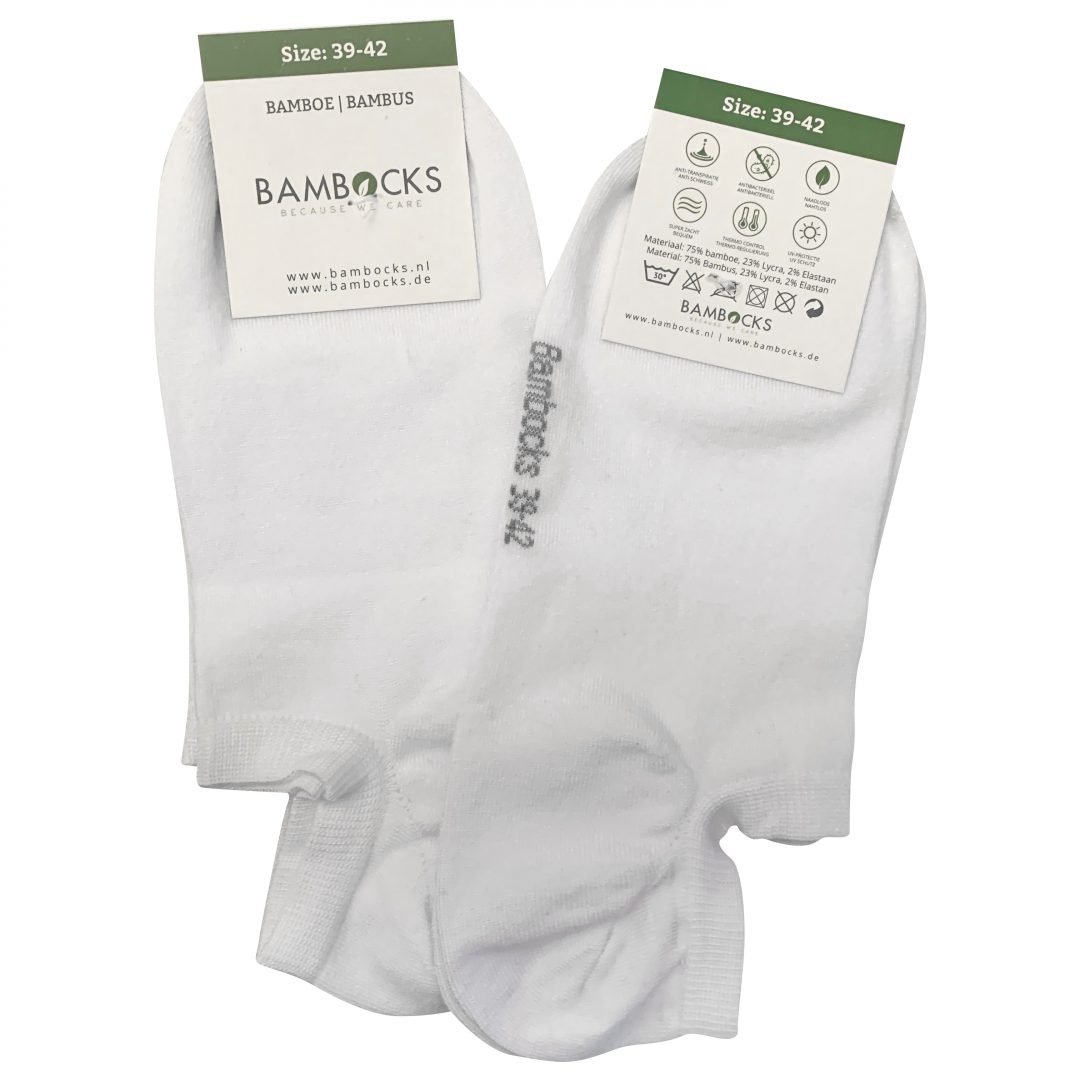Bambocks Bambus No Show Sneaker Socken 4 Paar Weiß
