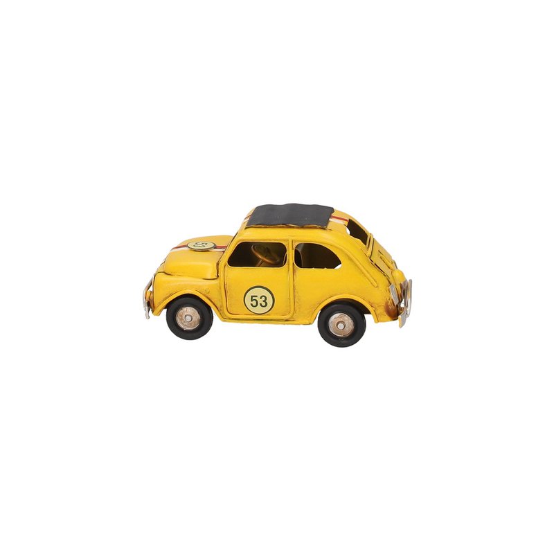 Oldtimer-Modell aus gelbem Blech, 11 x 5 x 4,5 cm