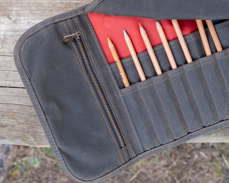 Stor voksede lærredskunstner Pencil Roll Up Case, stofblyantholder til kunstnere, kunstbutik gave