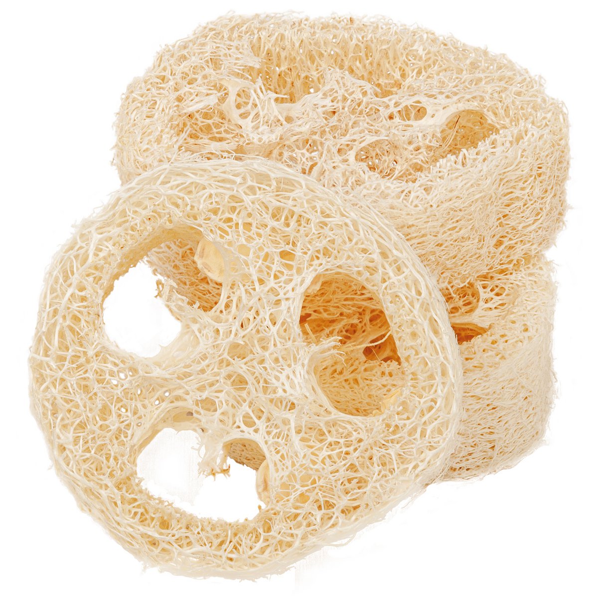 Loofah slices as soap dishes