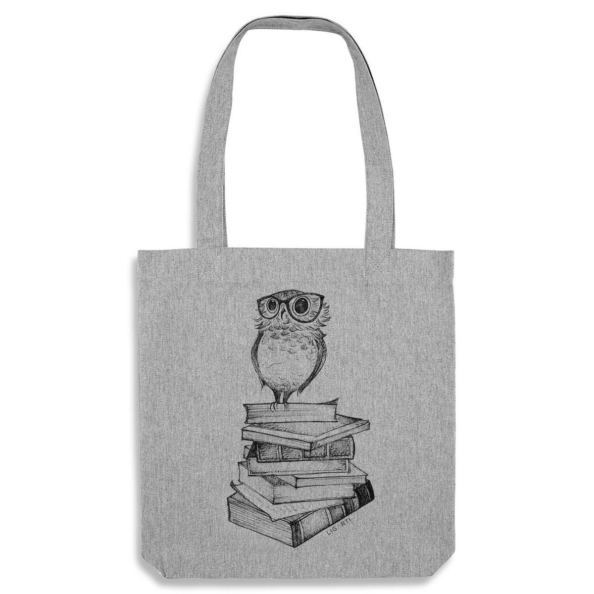 Burlap bag - book owl
