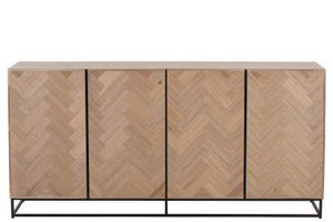 J-Line Sideboard 4 Türen Zickzack – Holz/Metall – Natur/Schwarz
