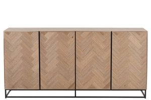 J-Line Sideboard 4 Türen Zickzack – Holz/Metall – Natur/Schwarz