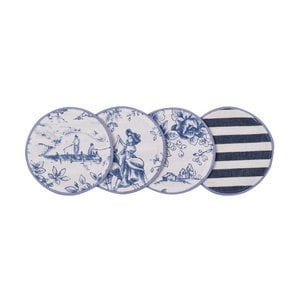 Mini Double-Sided French Style Toile de Jouy Placemats Blue & Stripes – Set of 4