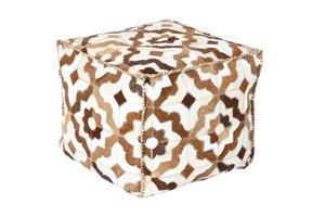POLYESTER-LEDER-POUF 45X45X40 BRAUN RHOMBOS MB200882