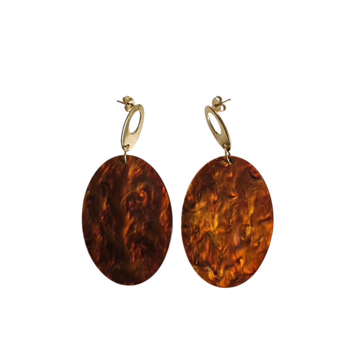 Earrings closed oval burnt orange