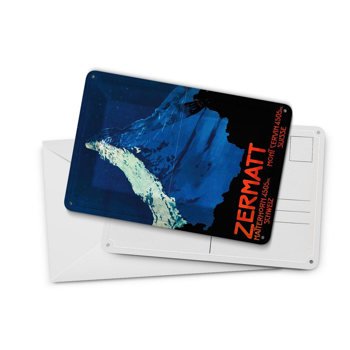 Postal de hojalata de viaje 10x14 cm Suiza Zermatt Matterhorn 4505 m cartel decorativo