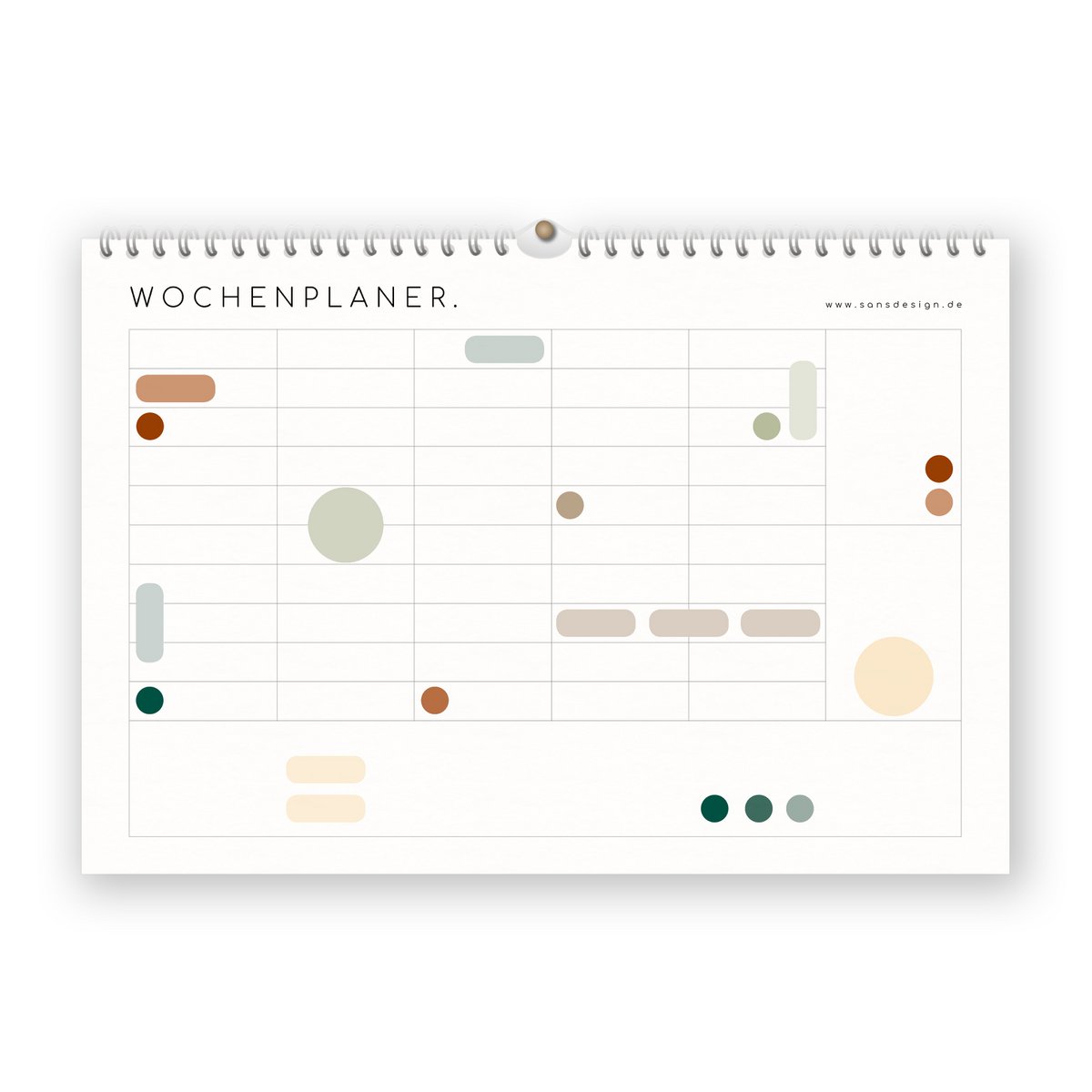 Weekly planner with adhesive dots