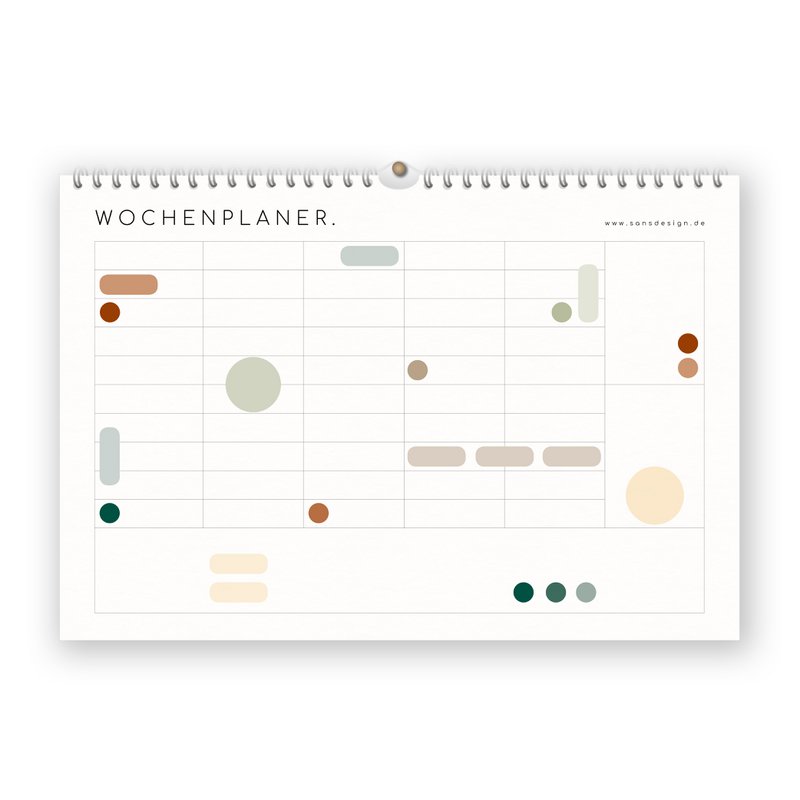 Weekly planner with adhesive dots